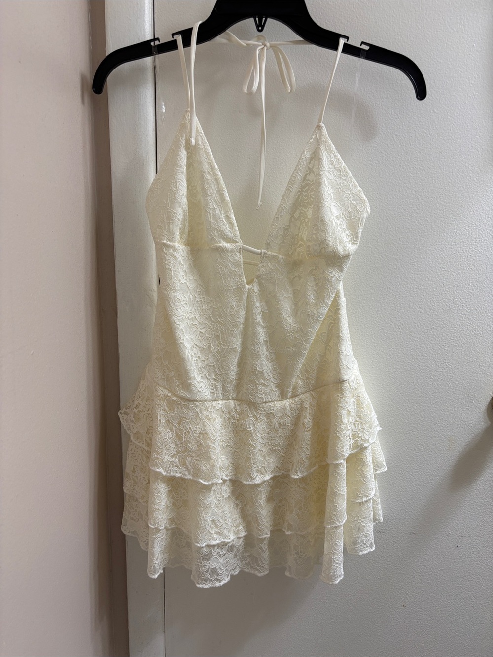 Windsor Ivory Lace Tiered Ruffle Mini Dress